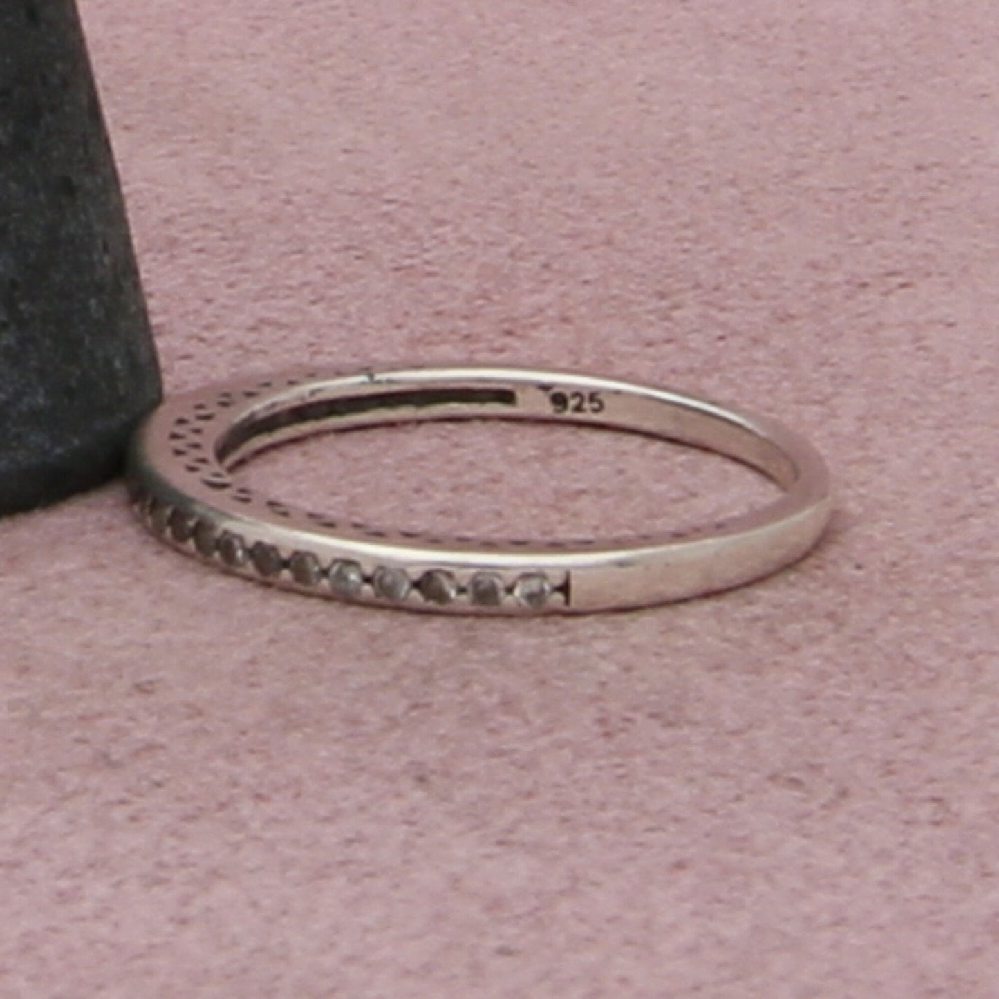 sterling silver dainty cz stack band ring size 7.5