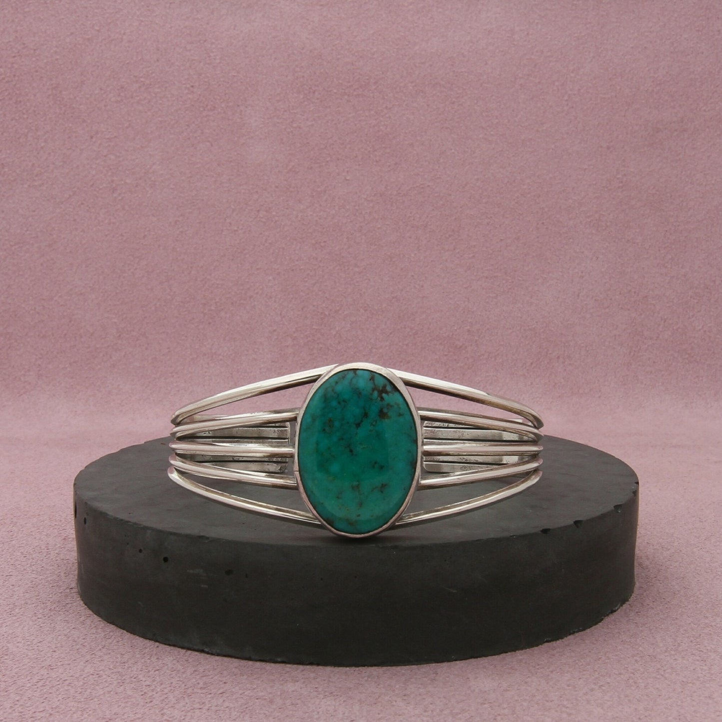 navajo sterling silver vintage turquoise cuff bracelet size 6in