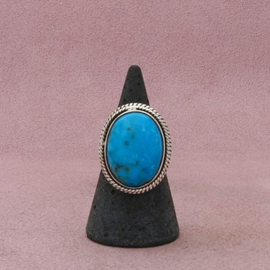 Sterling Silver Braided Turquoise Cabochon Ring Size 7