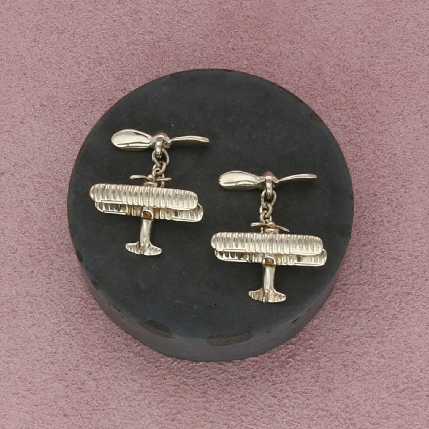 museum of fine arts sterling silver vintage bi-plane cufflinks
