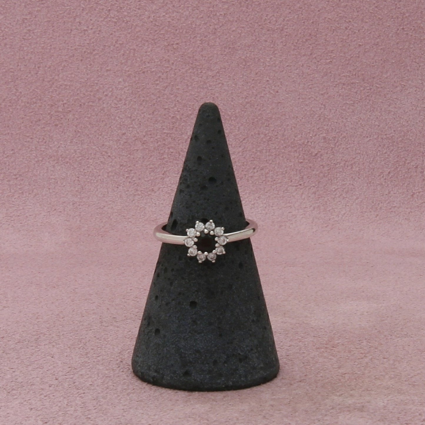 sterling silver dainty cz cluster ring size 5