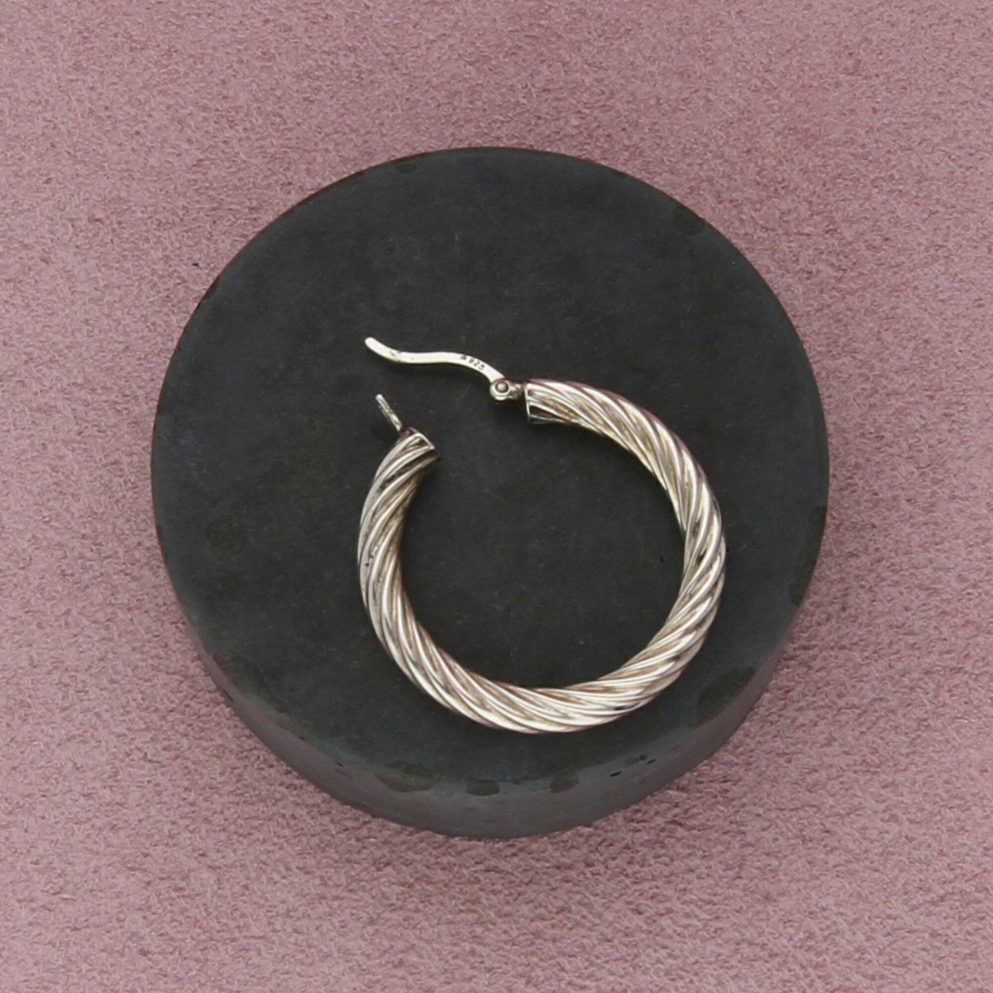 sterling silver 27mm twisted cable snap-post hoop earrings