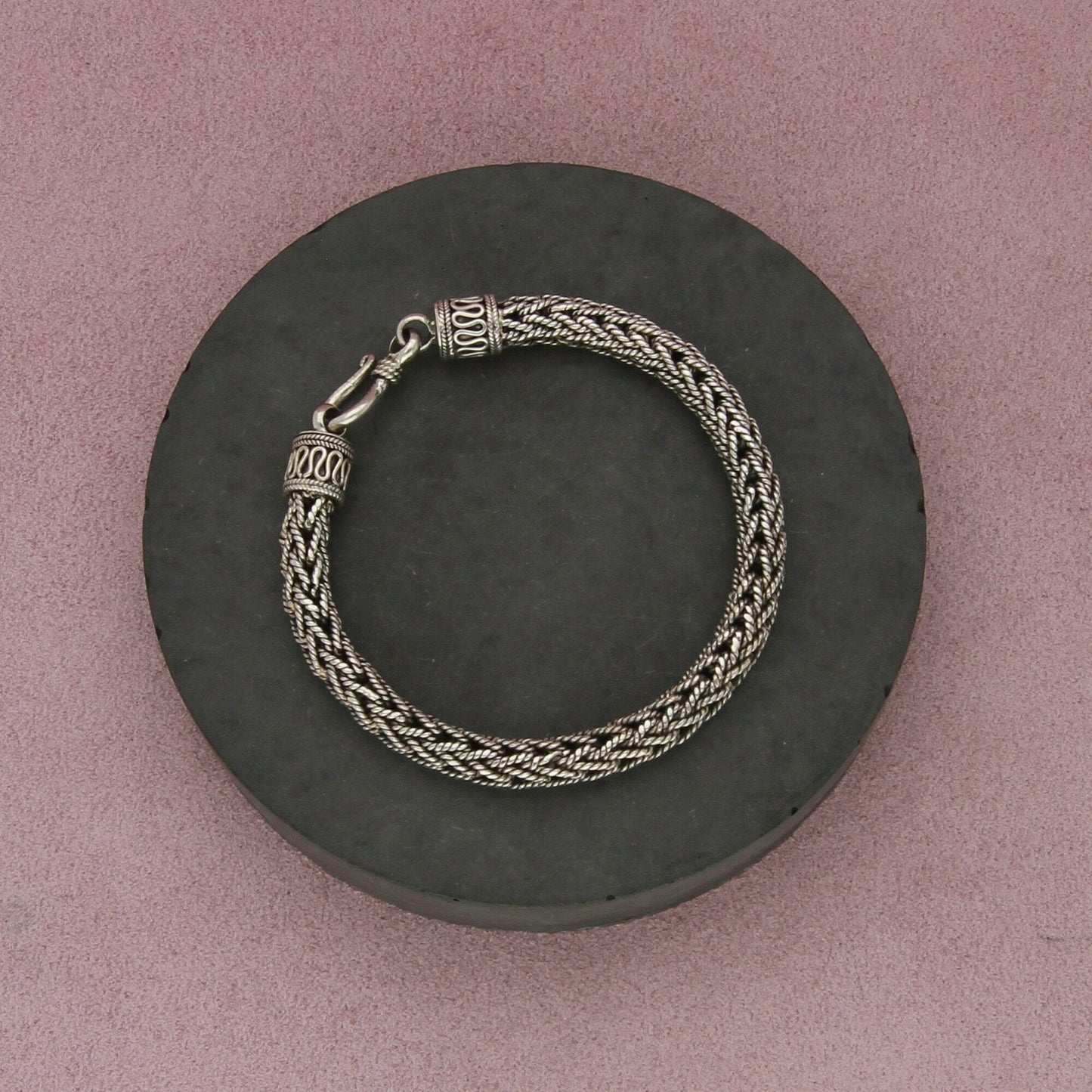 sterling silver vintage bali 6mm twisted wheat chain bracelet size 6.5in