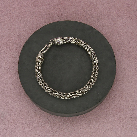 sterling silver vintage bali 6mm twisted wheat chain bracelet size 6.5in