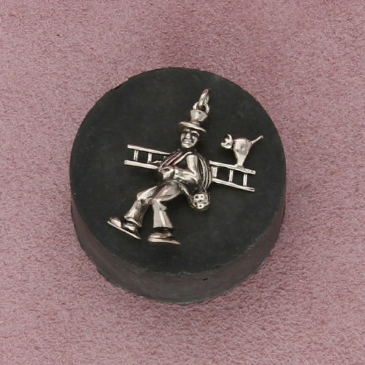 sterling silver vintage chimney sweep good luck charm pendant