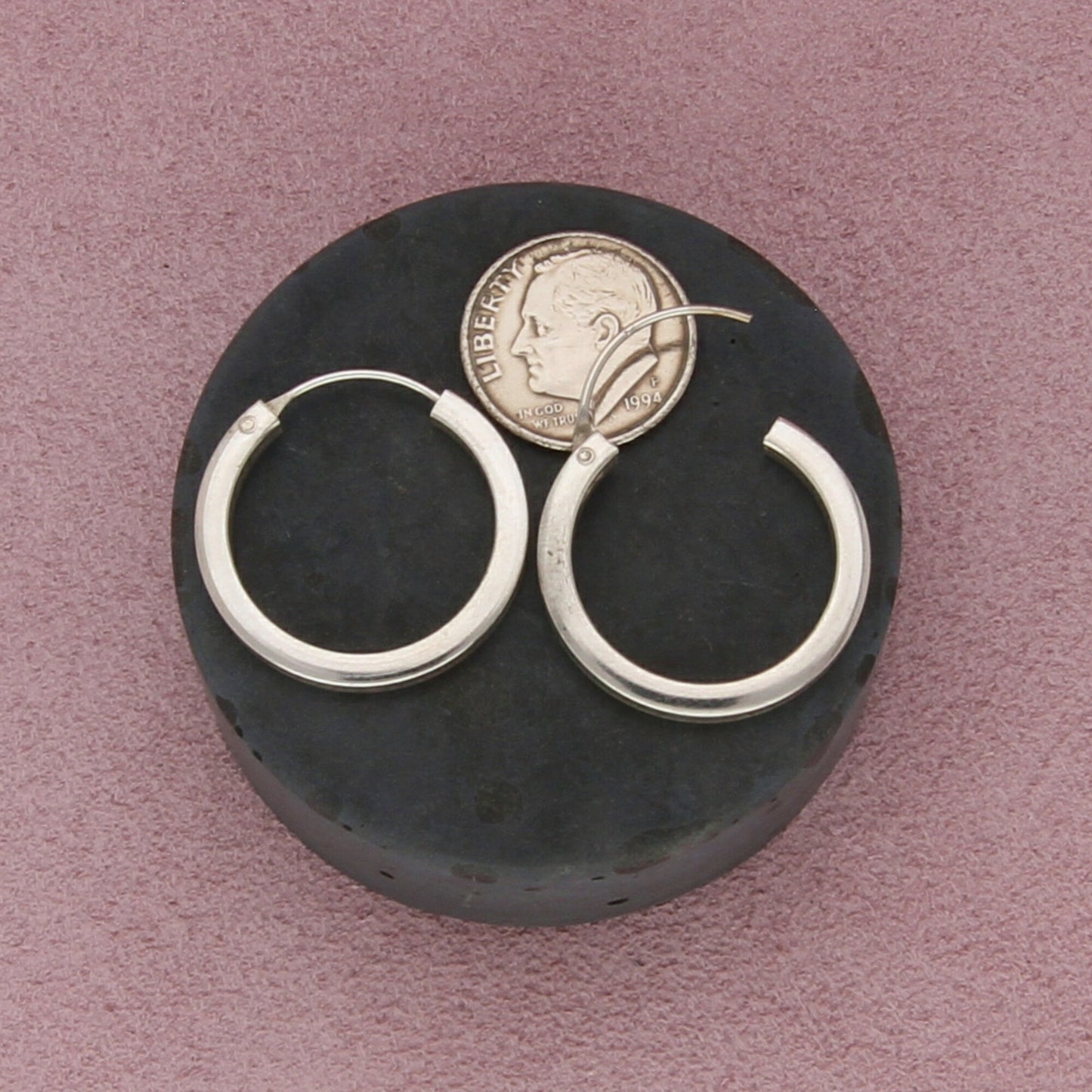 sterling silver vintage 25mm edged hoop earrings