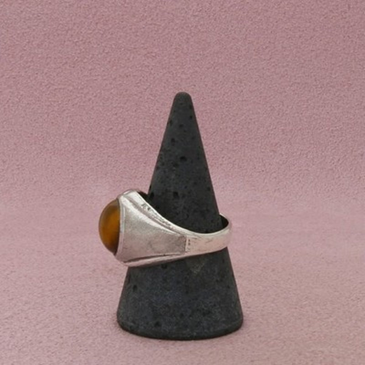 Sterling Silver Men's Vintage Oval Tiger's Eye Ring Size 9.75