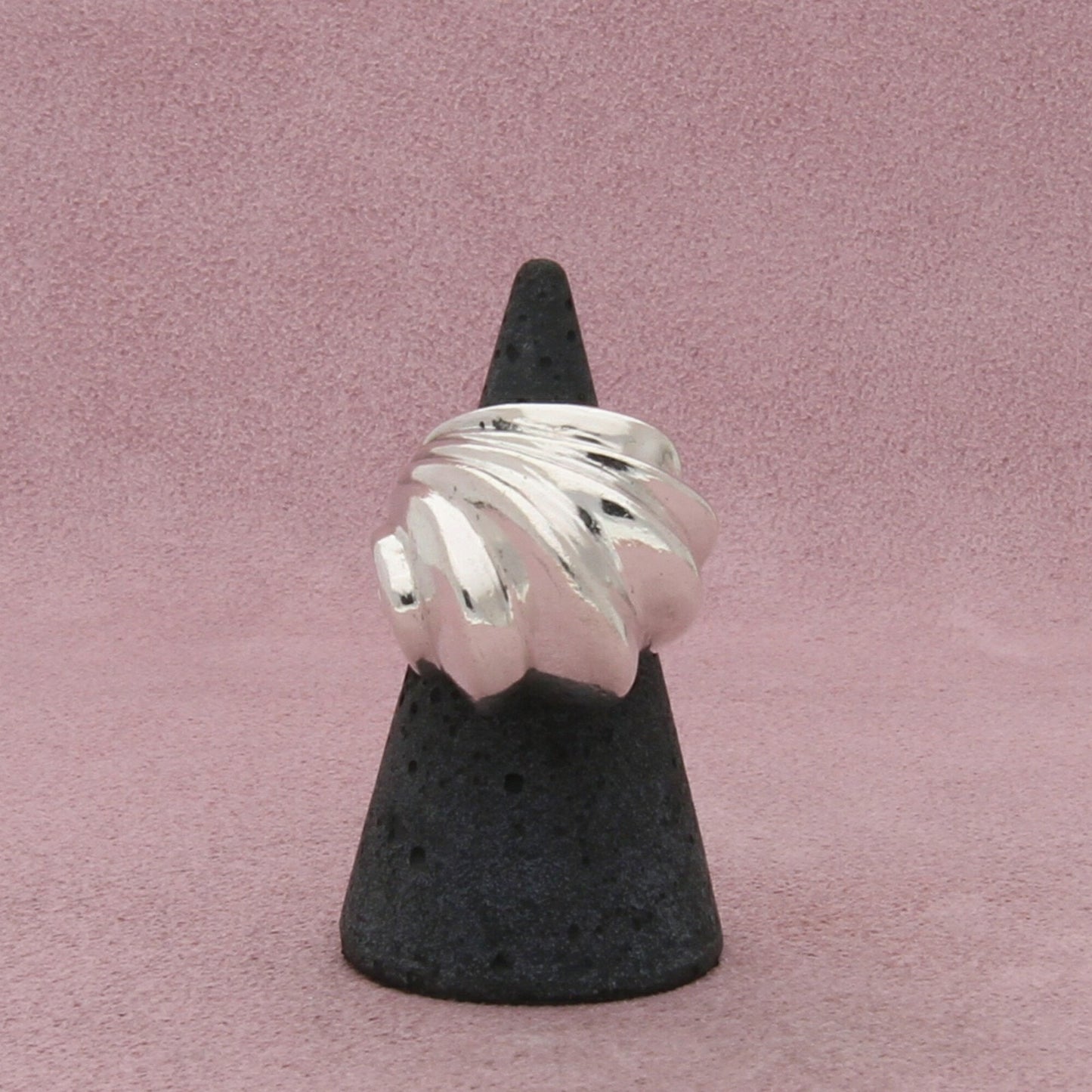 sterling silver vintage chunky scalloped dome ring size 5.5