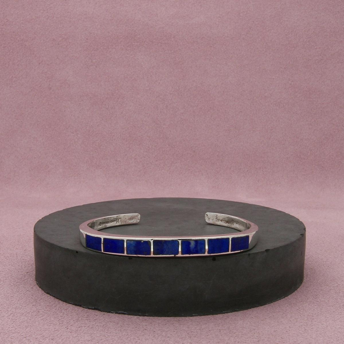 navajo sterling silver vintage lapis lazuli inlay cuff bracelet size 6in
