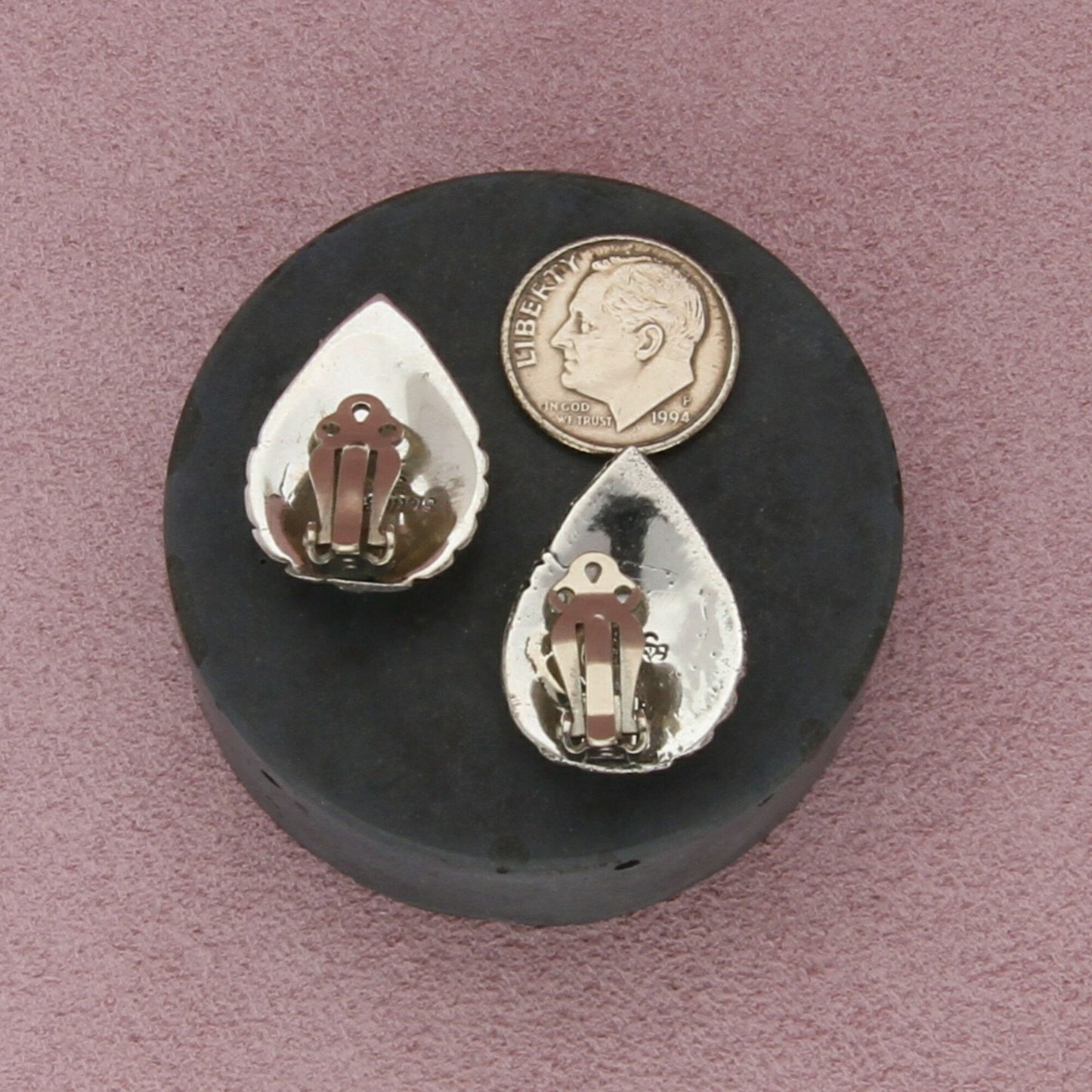 navajo sterling silver vintage turquoise tear drop clip-on earrings