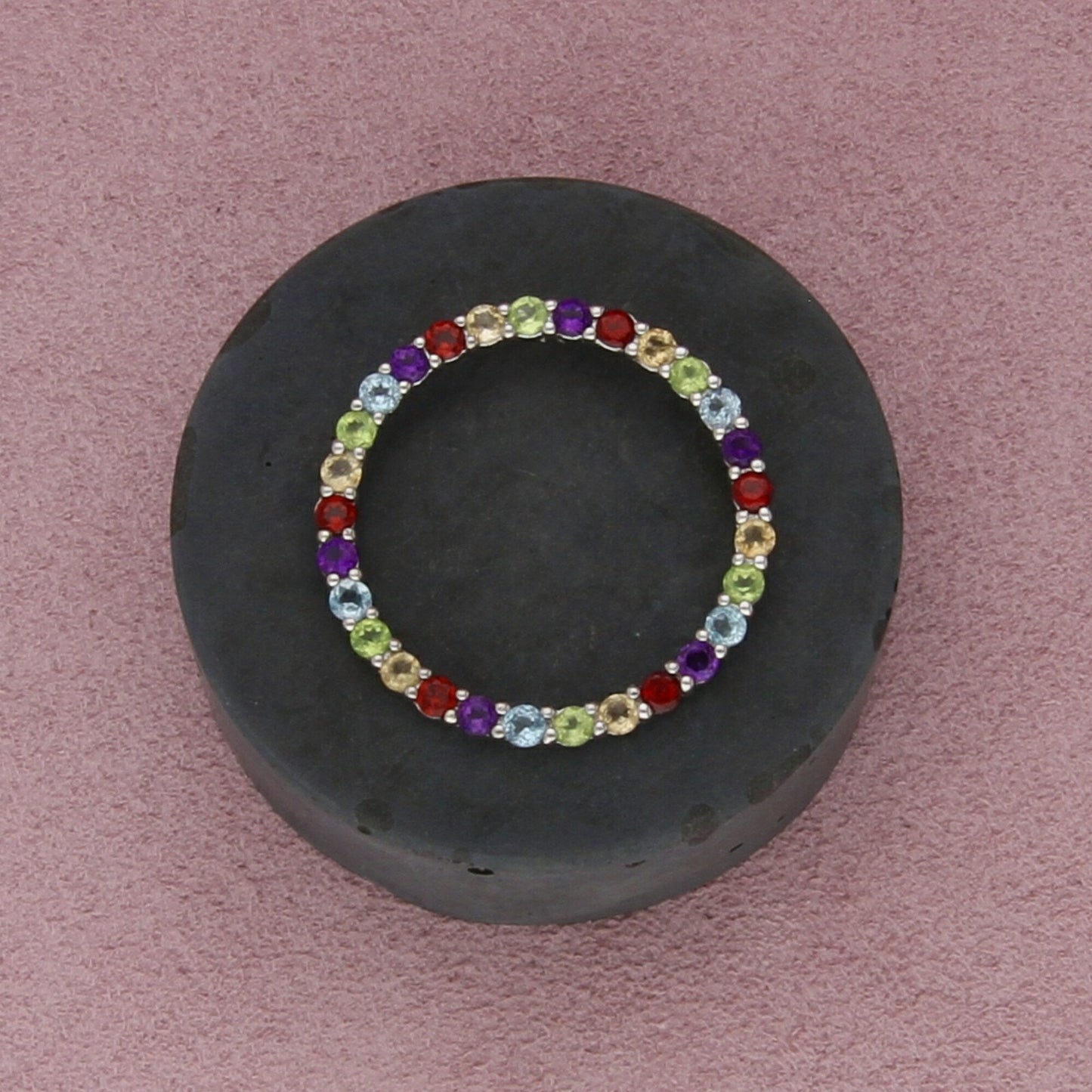 sterling silver amethyst garnet citrine peridot topaz ring slider pendant