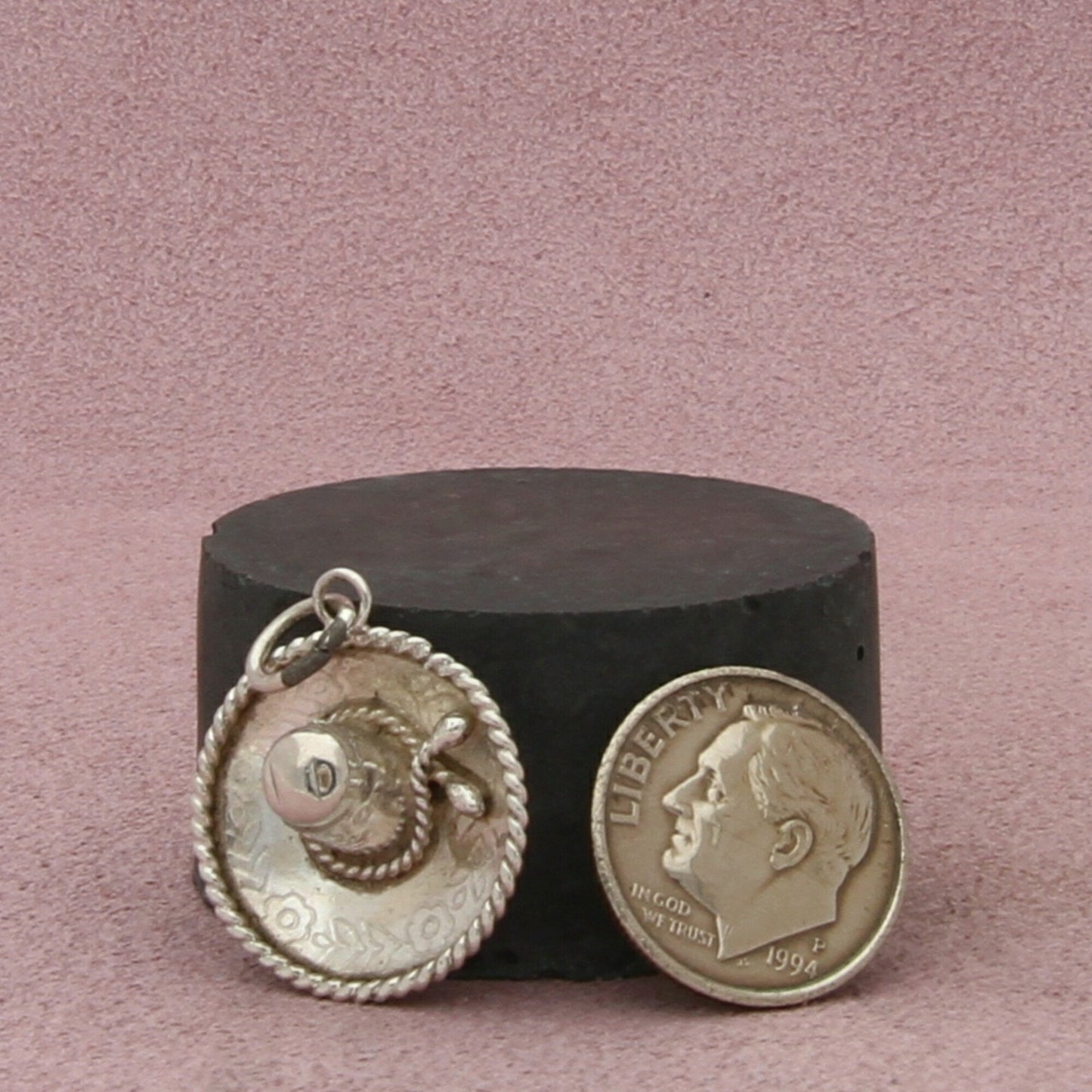 sterling silver vintage 3d mexican sombrero hat charm pendant