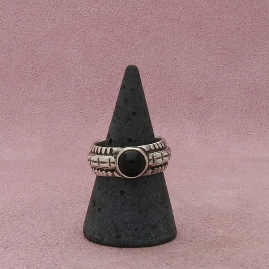 sterling silver vintage 9mm black onxy band ring size 9
