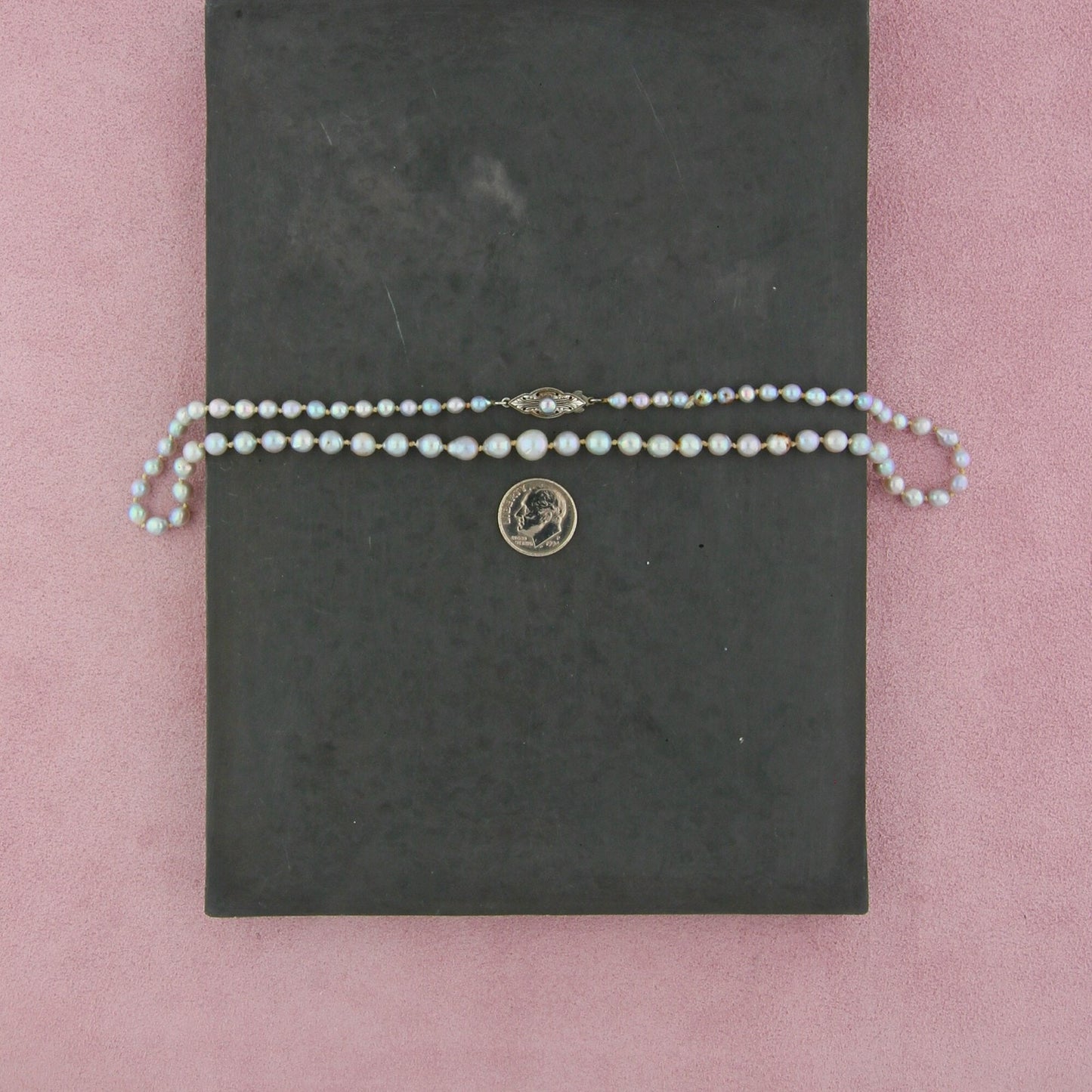 sterling silver vintage 3mm pearl necklace size 18in