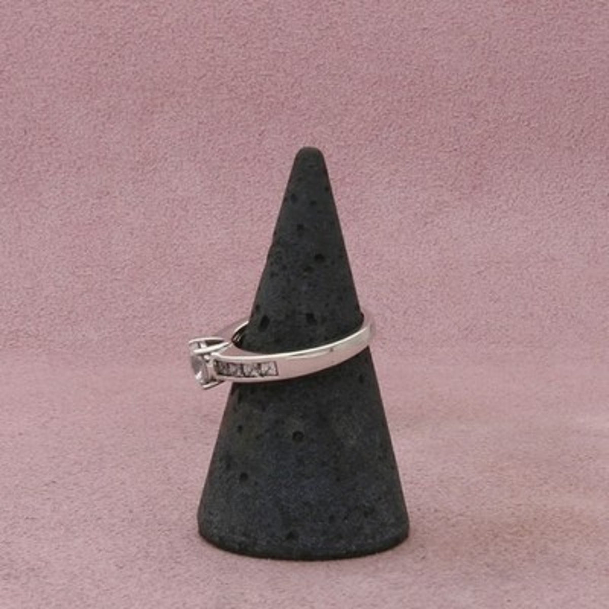 Sterling Silver Round-Cut Cz Engagement Ring Size 5.75