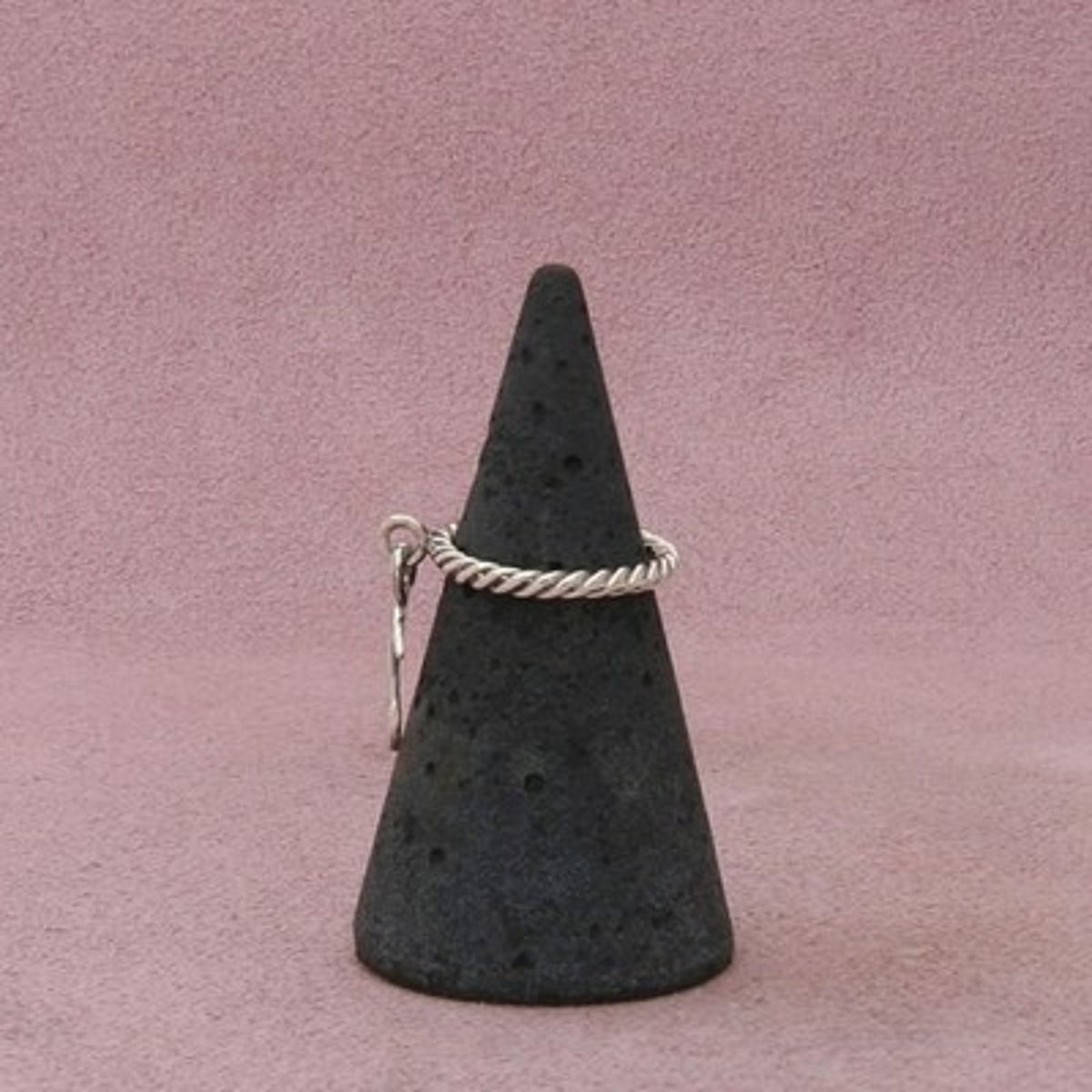 Sterling Silver Twisted Wire Musical Note Charm Ring Size 3