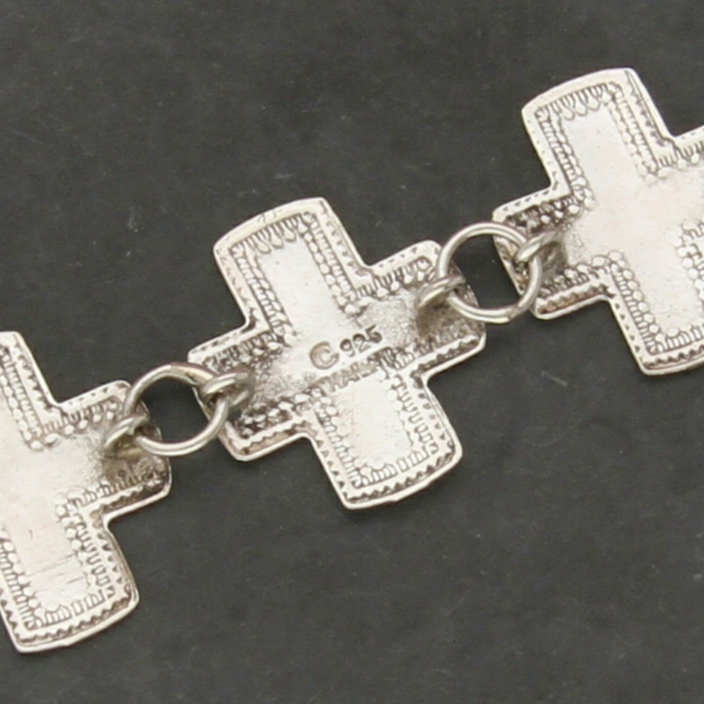 sterling silver vintage cross link bracelet size 7in