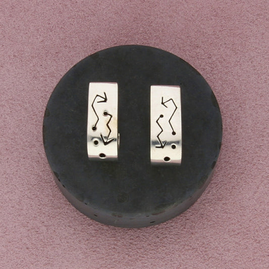 sterling silver vintage shadow box shapes j-hoop post earrings