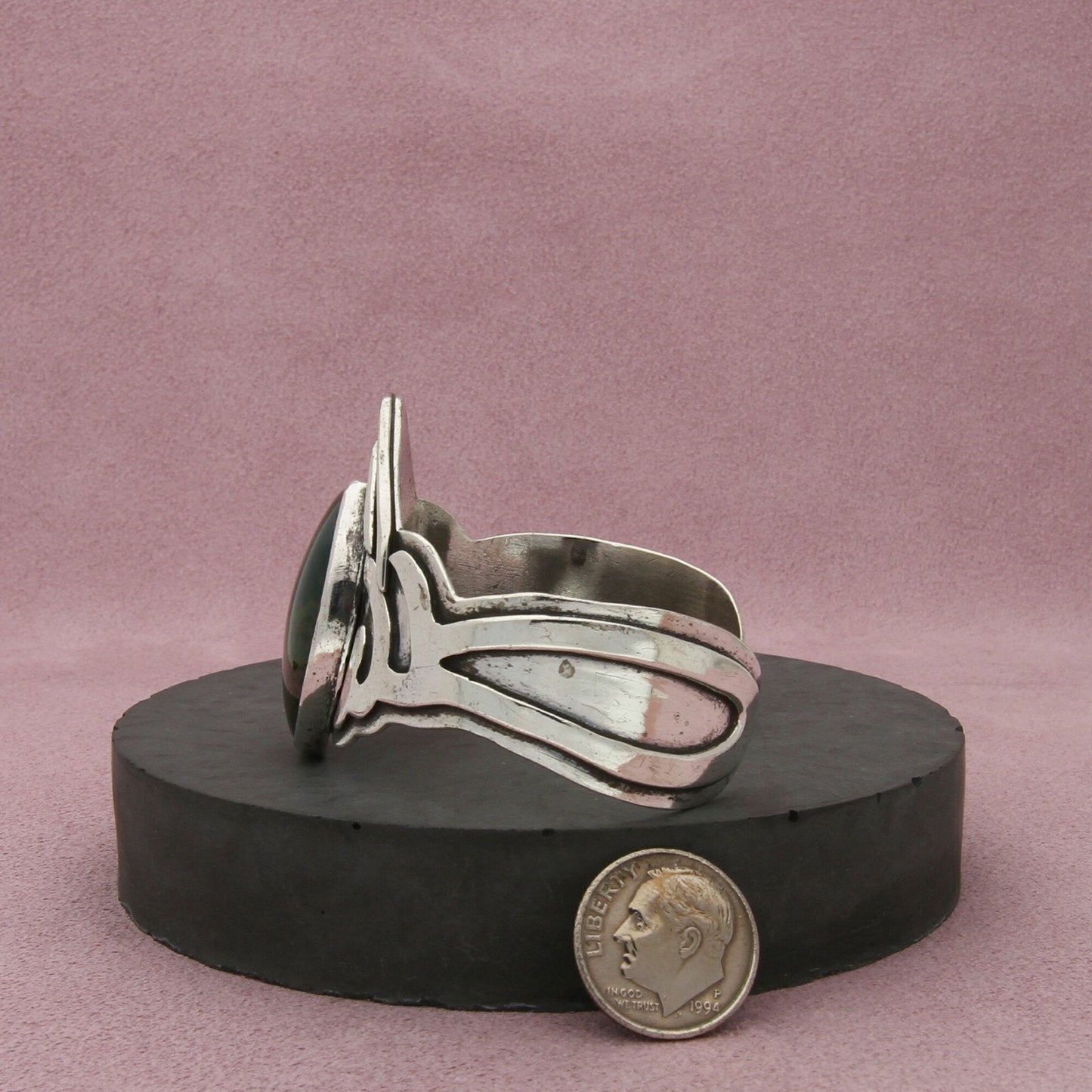 patricia karnes stinson sterling silver vintage agate cuff bracelet size 5.75in