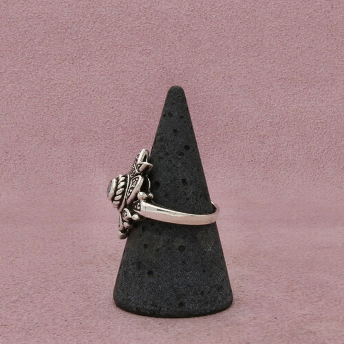 Sterling Silver Cz Kite-Shaped Design Scrollwork Openwork Ring Size 7.5