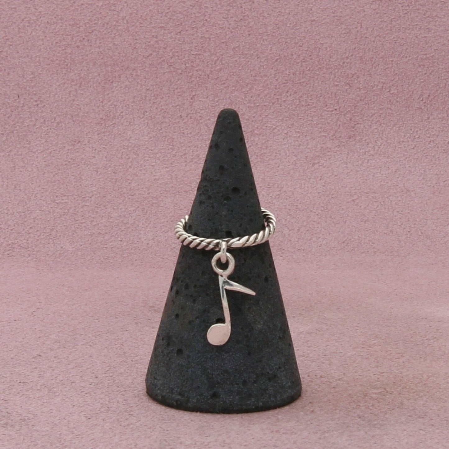 sterling silver twisted wire musical note charm ring size 3