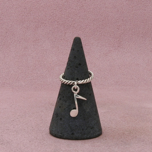 sterling silver twisted wire musical note charm ring size 3