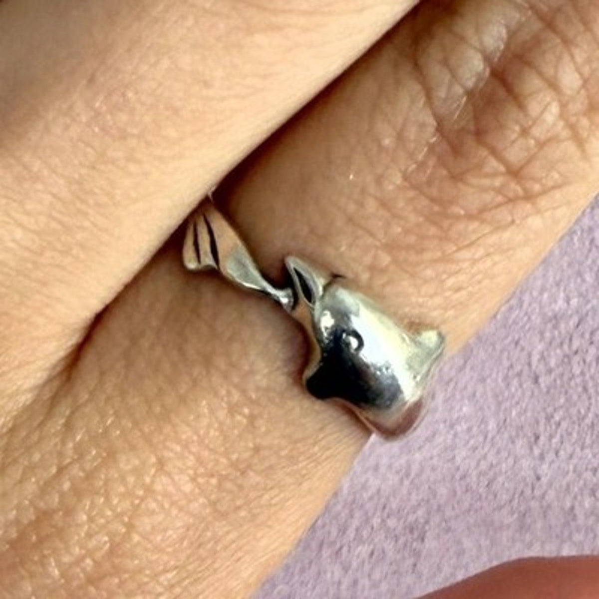 Sterling Silver Vintage Dolphin Wrap Around Ring Size 8