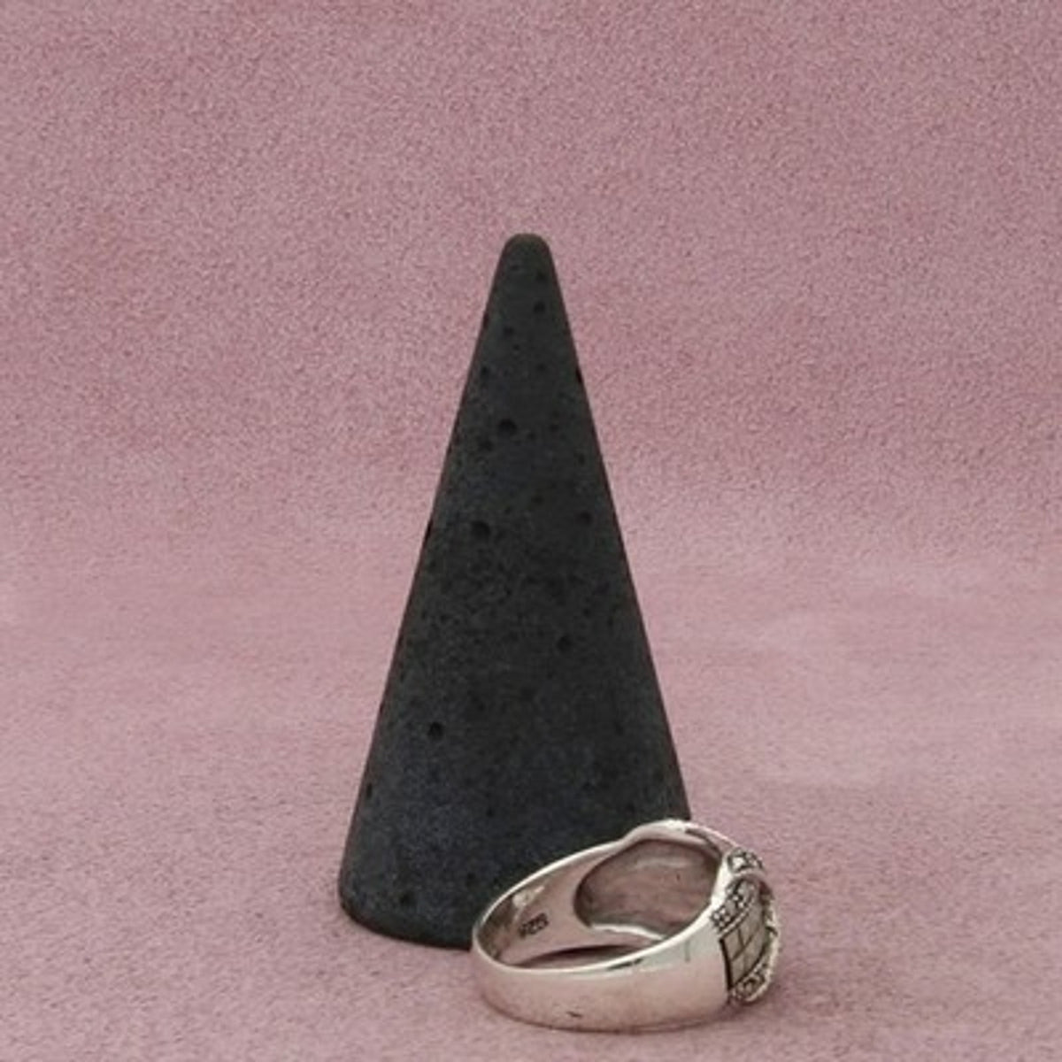 Sterling Silver Marcasite Studded X Dome Ring Size 5.5