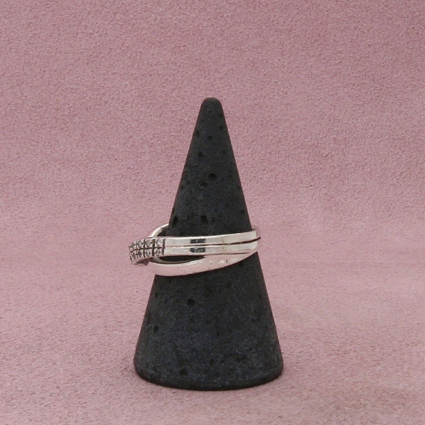 sterling silver clear cz crossover ring size 7.75