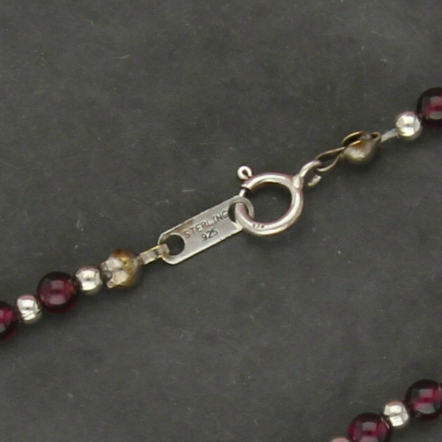 sterling silver 4mm rhodolite bead bracelet size 7.25in