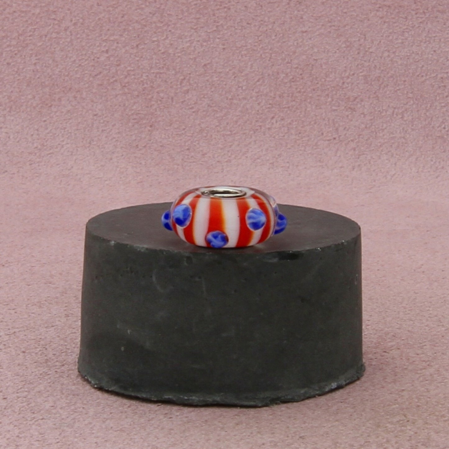 trollbeads sterling silver star spangled red white blue murano glass bead charm