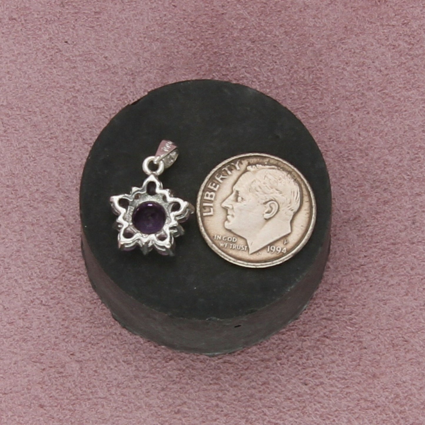 sterling silver amethyst flower pendant