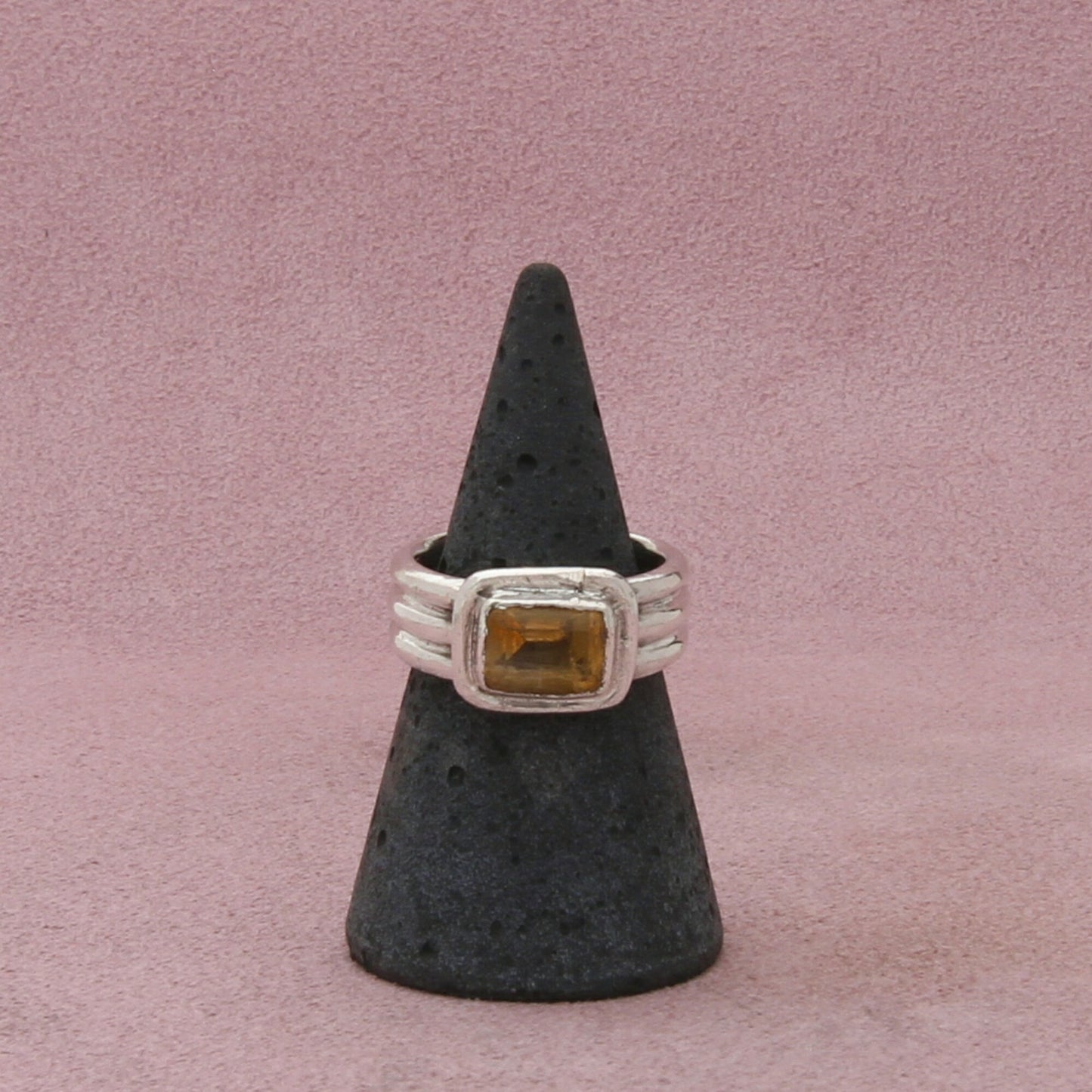 sterling silver vintage east west citrine ring size 6.5