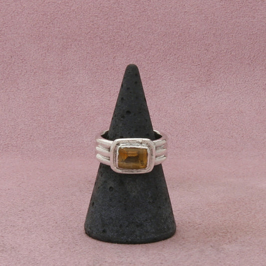 sterling silver vintage east west citrine ring size 6.5