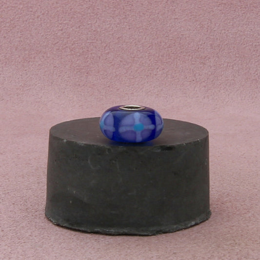 trollbeads sterling silver cobalt blue ribbon swirl murano glass bead charm