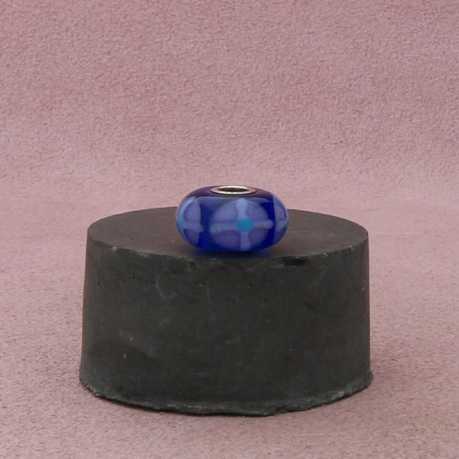 trollbeads sterling silver cobalt blue ribbon swirl murano glass bead charm