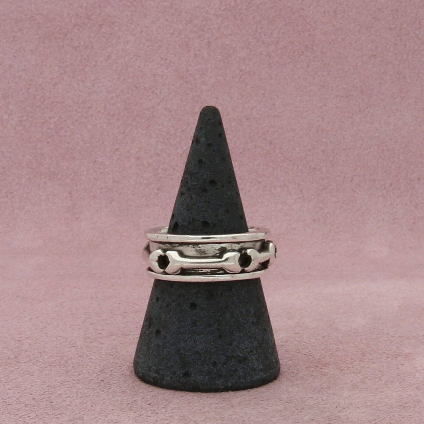 sterling silver mens vintage bones spinner band ring size 8.75