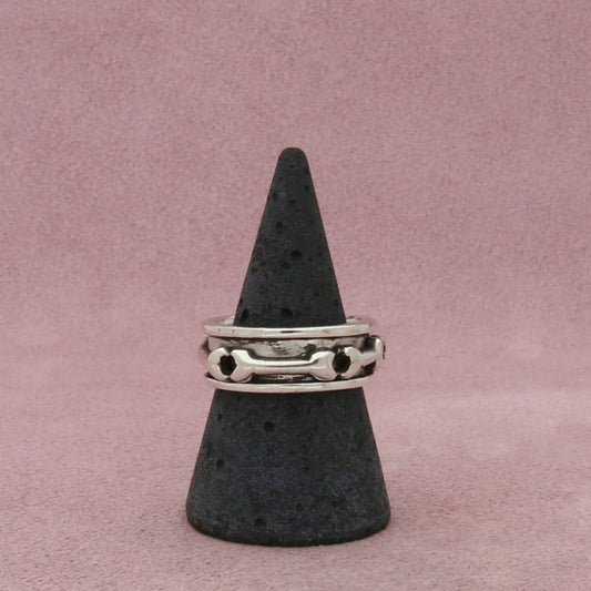 sterling silver mens vintage bones spinner band ring size 8.75