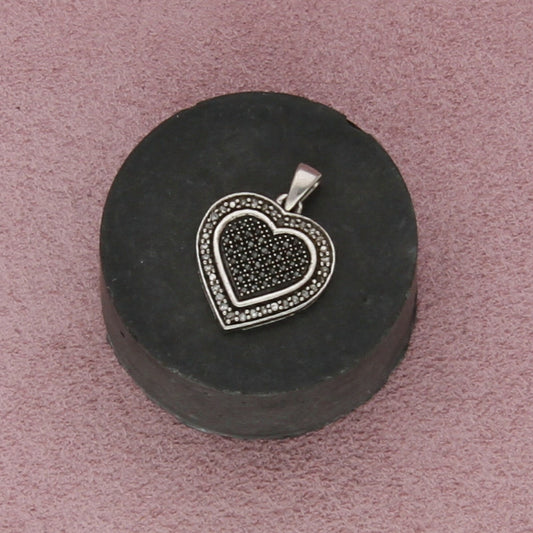 sterling silver pave diamond heart pendant