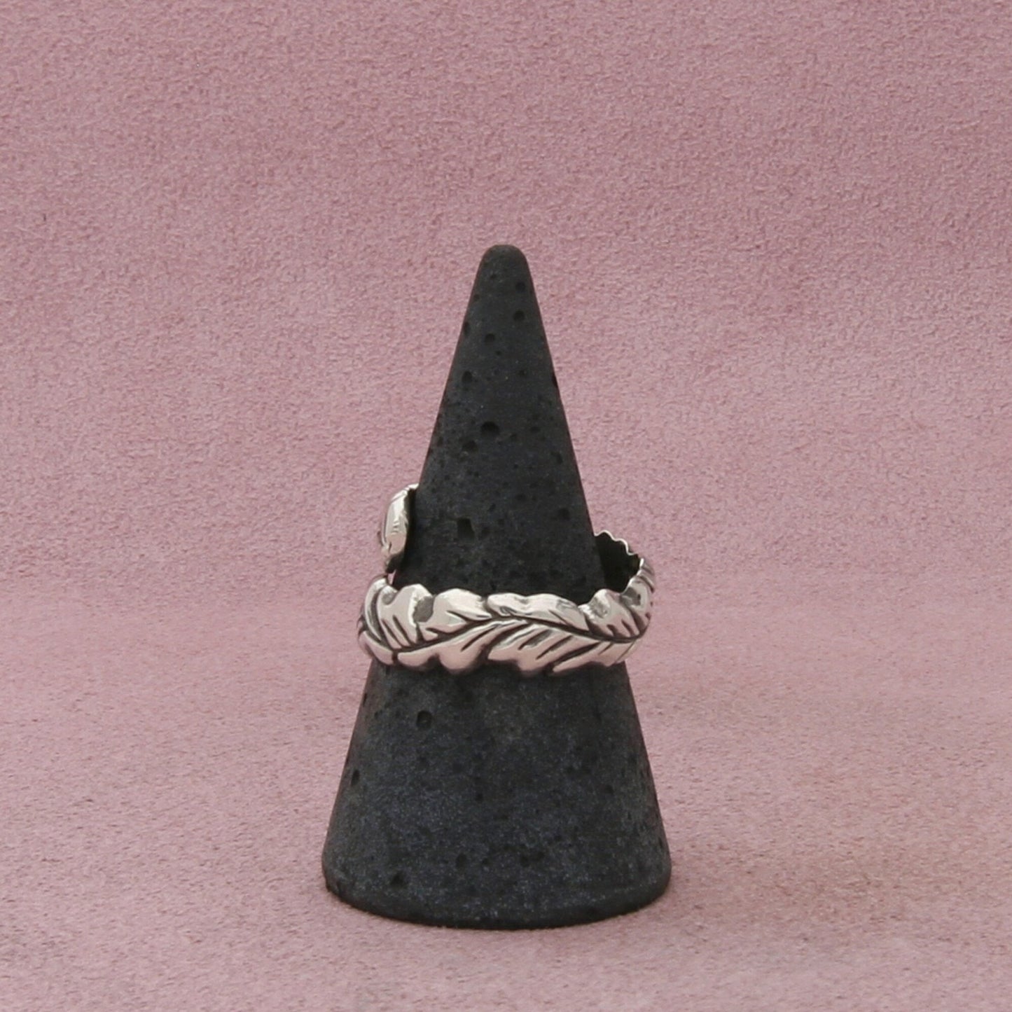 sterling silver vintage carved leaf bypass ring size 8