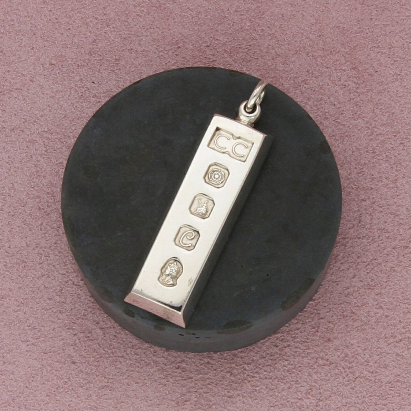 sterling silver vintage british 1 oz ingot bar pendant