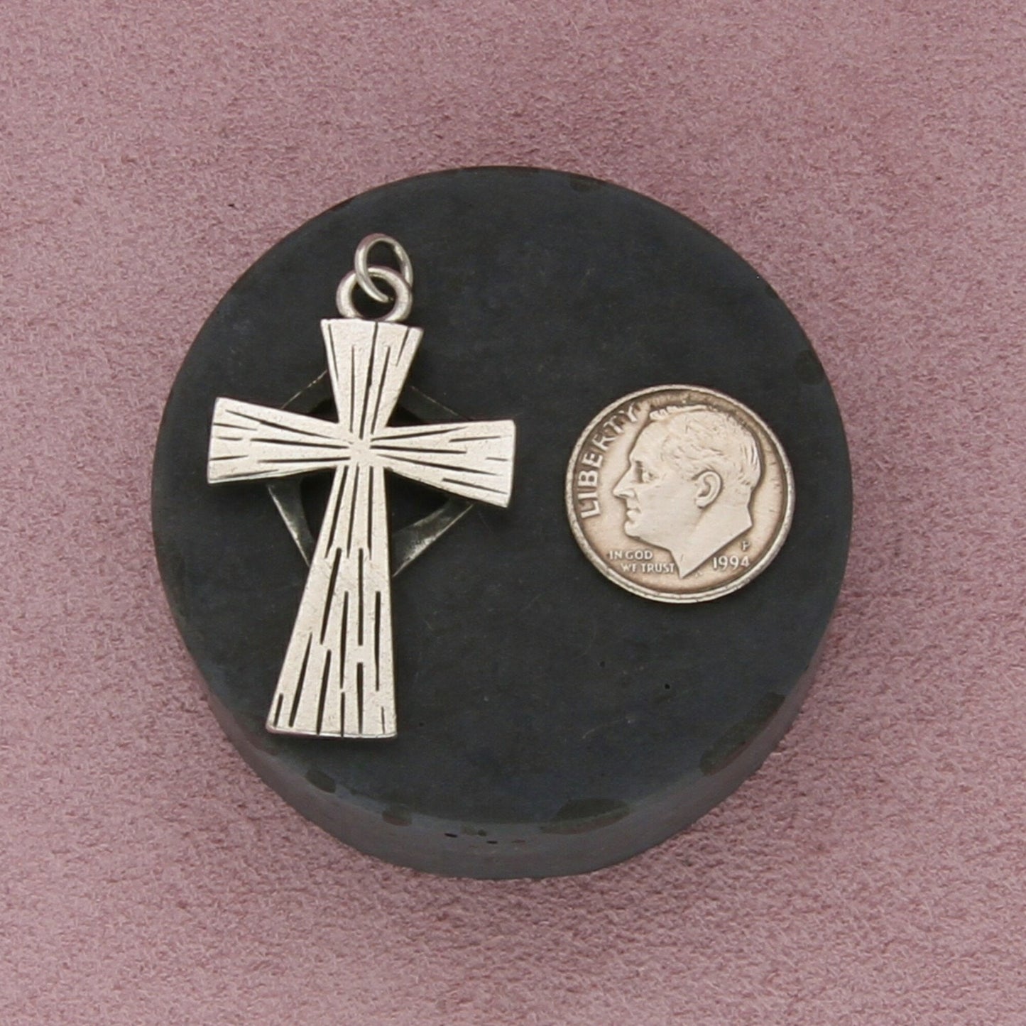 sterling silver vintage rustic cross pendant