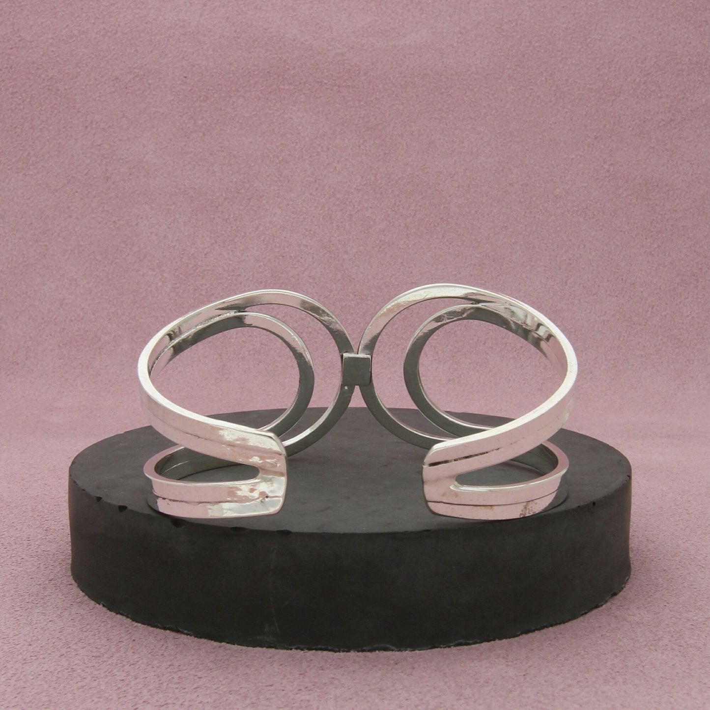 sterling silver vintage open crescent cuff bracelet size 7in