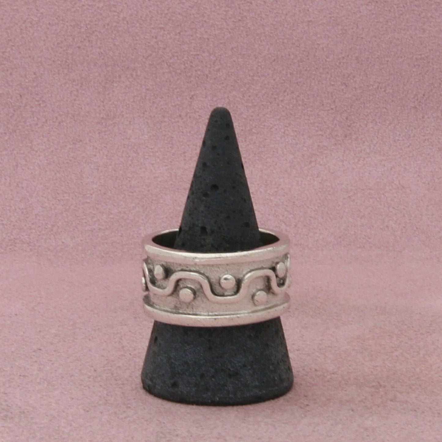 taxco mexico sterling silver mens vintage beaded band ring size 11.5