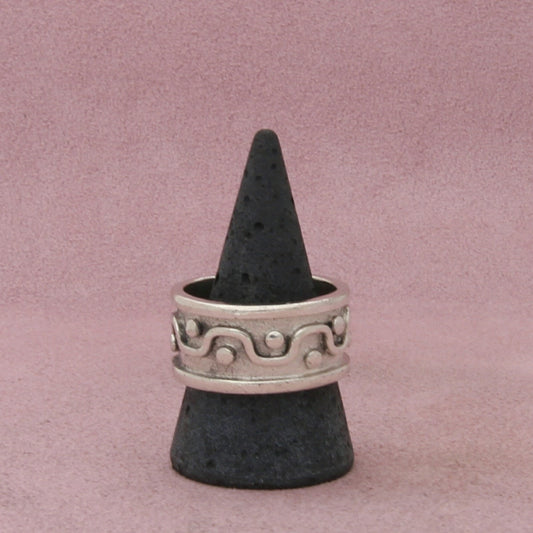 taxco mexico sterling silver mens vintage beaded band ring size 11.5