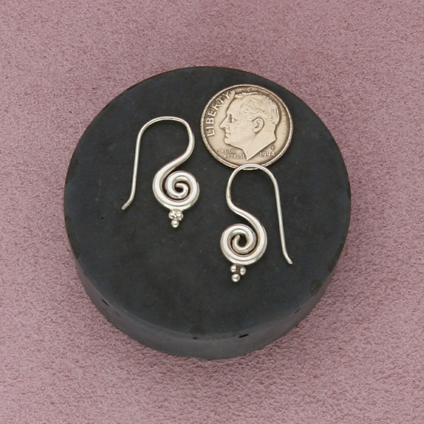 sterling silver beaded swirl earrings