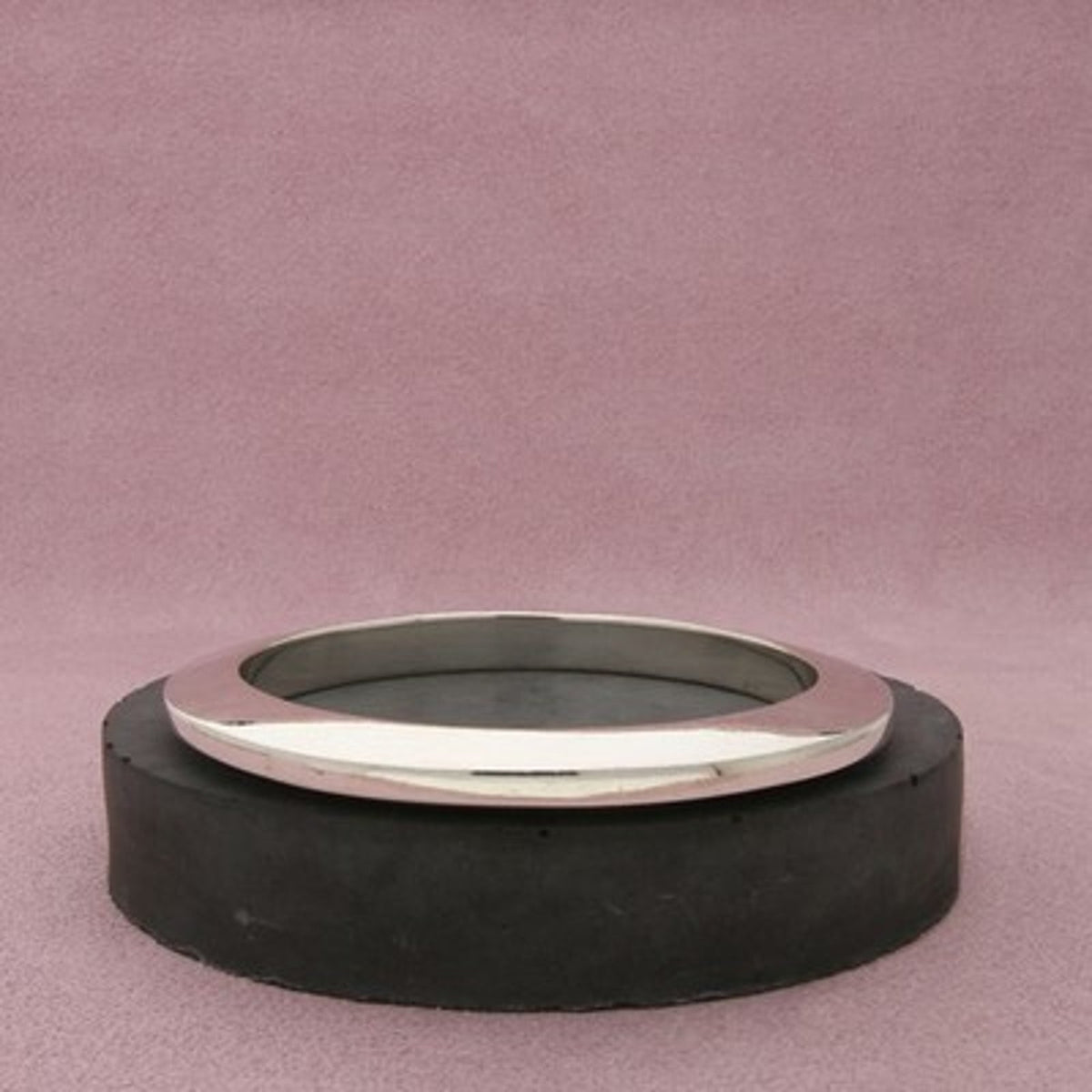 Taxco Mexico Sterling Silver Vintage Round Modernist Bangle Bracelet Size 7.75in