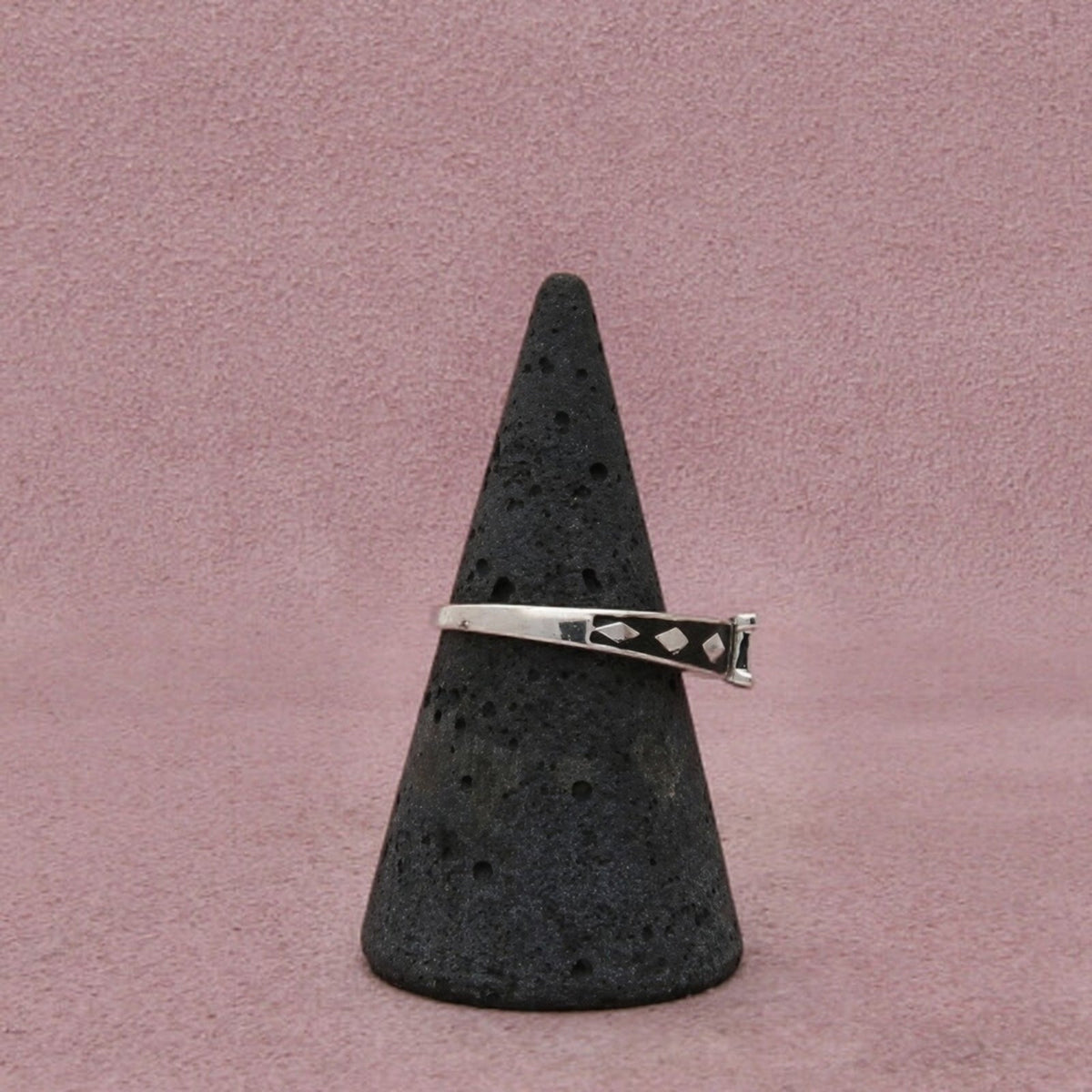 Kay Jewelers Sterling Silver Black Enamel Diamond Grid Ring Size 6.75