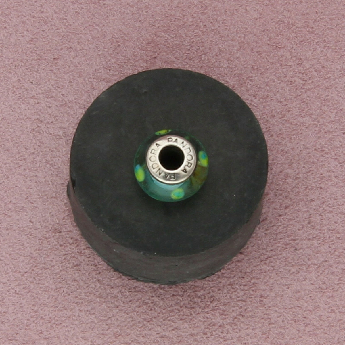 pandora sterling silver teal polka dots retired murano glass bead (790605) charm