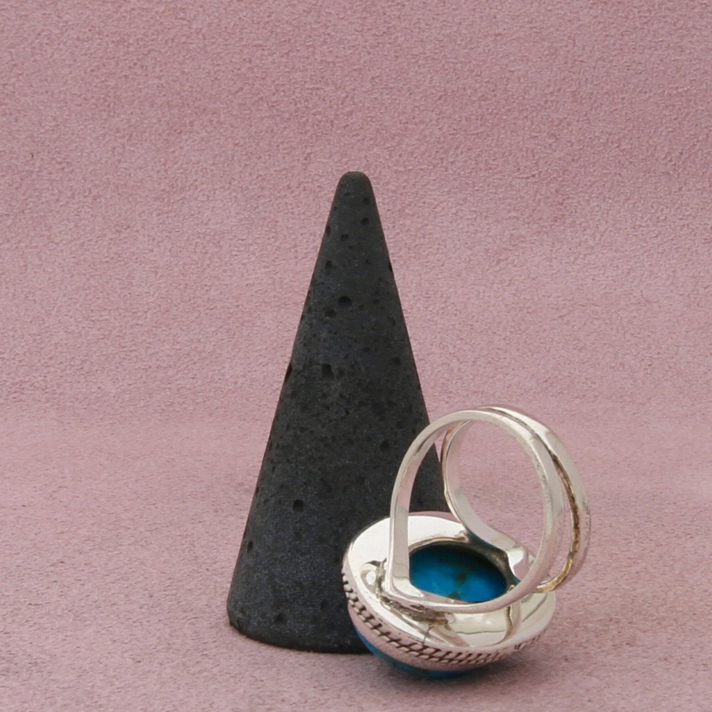 sterling silver braided turquoise cabochon ring size 7